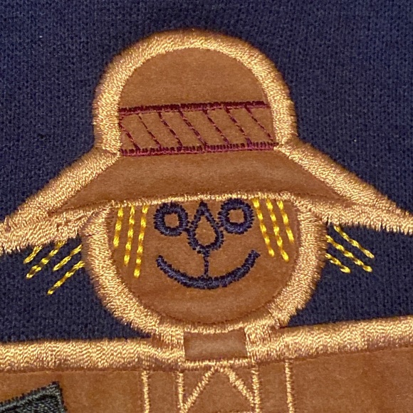 Fall Patchwork Scarecrow, Pumpkins, Halloween Theme Sweatshirt Pullover XL - Picture 4 of 13